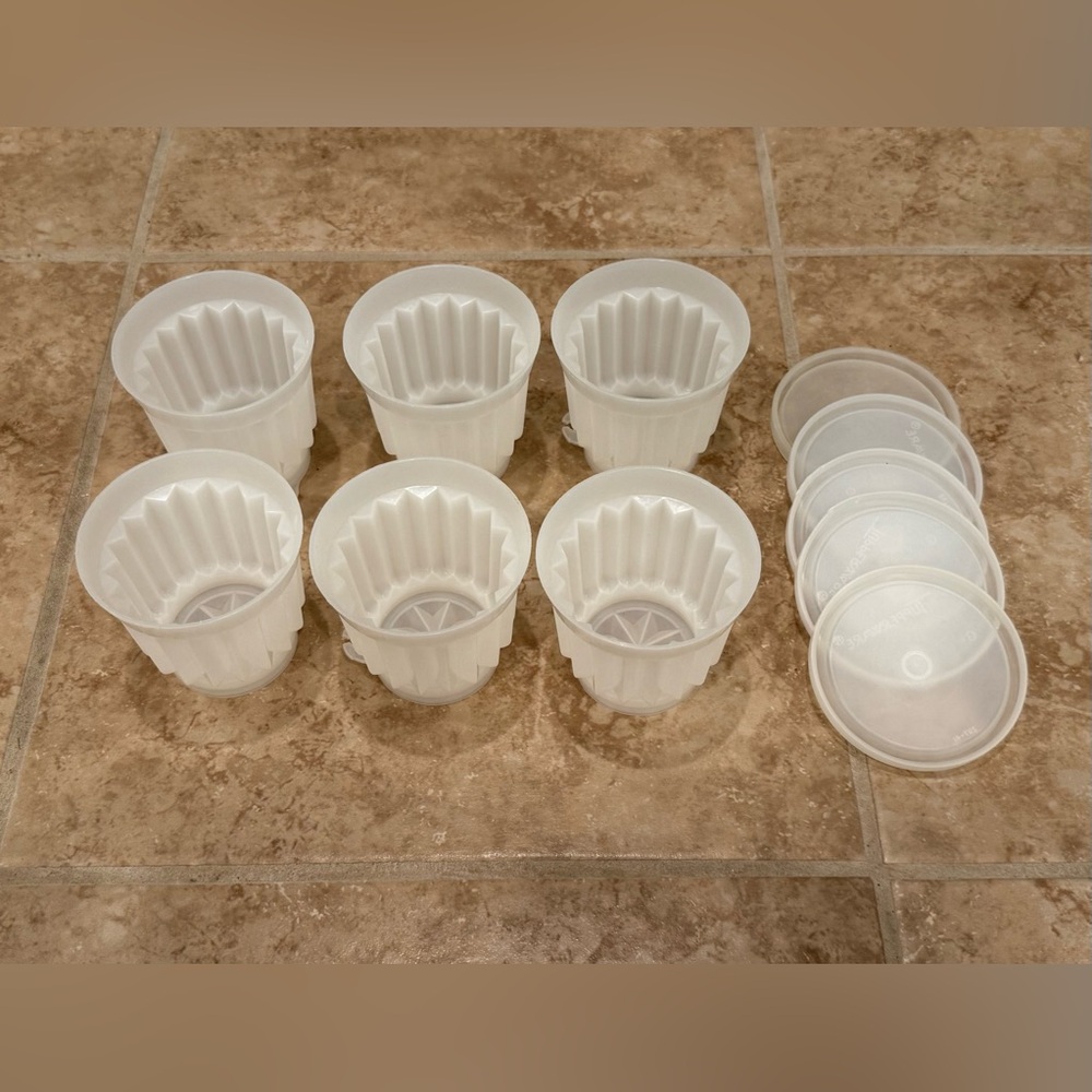 Tupperware Jel-ette Mini Molds Jello Pudding Individual Cup Set of 6